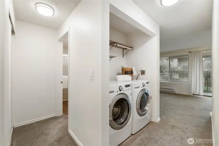 Conveniently located off the bath & bedroom. You could add doors or a cute curtain for an even more polished look