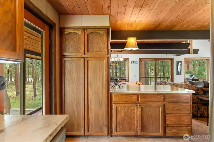 Kitchen is open to dining and living area.