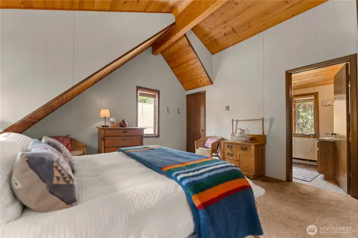 Primary has convenient on suite bathroom with shower.