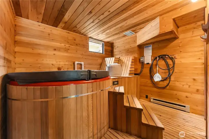 Lower-level hot tub w/ practical on suite 2/3 bthrm.