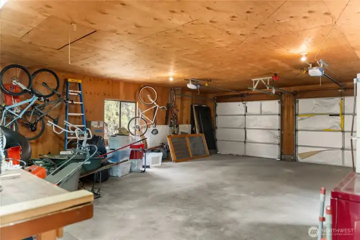 Two car garage for covered parking.
