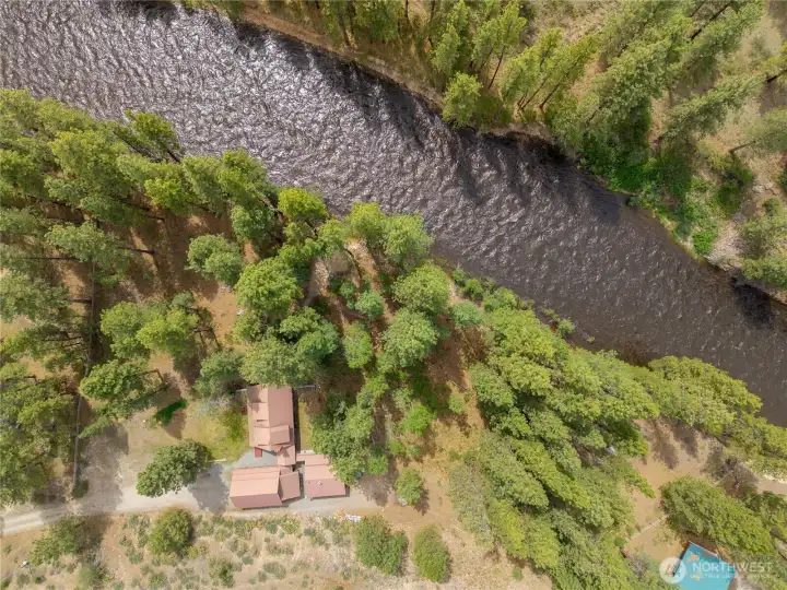 2 acres of privacy and rare 1000ft of low bank riverfront with sandy beaches.