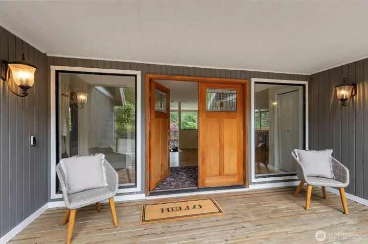 Beautiful french doors grace the entry way