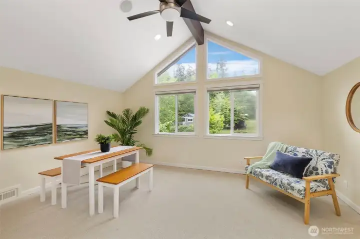 You come upstairs and you have this lovely bonus area, for an office, secondary living room or other uses