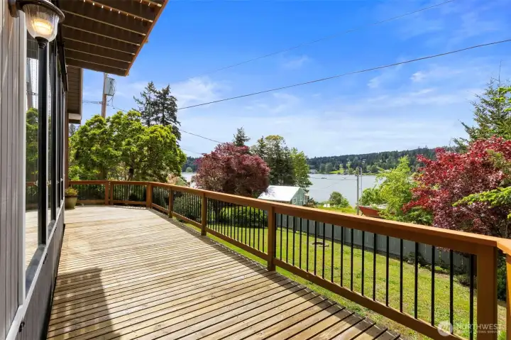 The grand deck and views of the bay