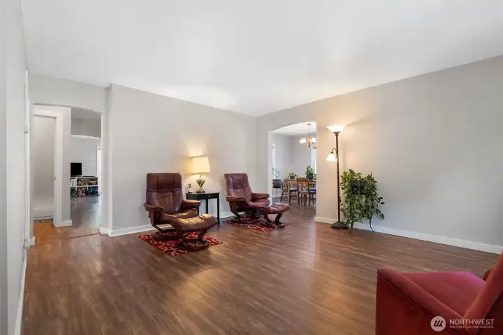 Warm living room inside main door.
