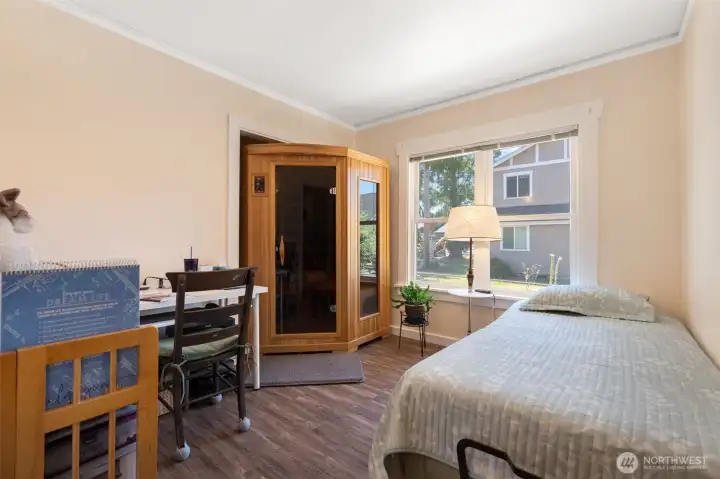 Main floor bedroom, Seller will be removing sauna.