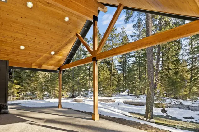 Large Covered Back Patio with view of protected ravine.