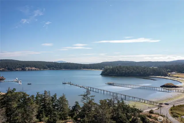 MacKaye Harbor, the most protected harbor in the San Juans, is your perfect backyard playground. Barlow Bay in the foreground.