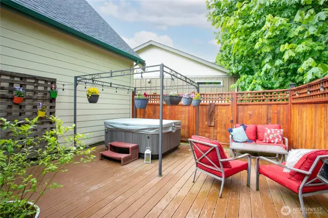 Private hot tub on large deck