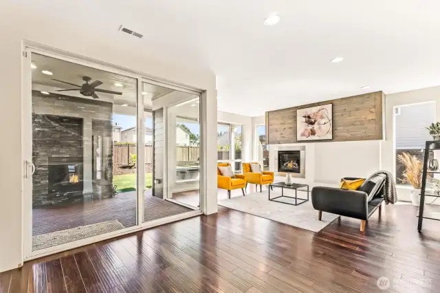 Indoor / outdoor fireplaces make this home special.