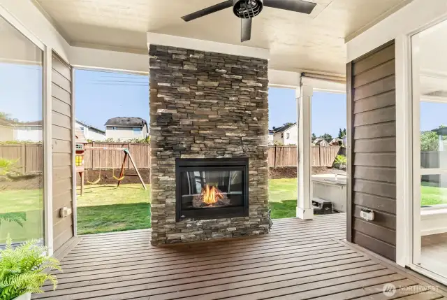 A view of the outside fireplace area for relaxing on crisp fall nights