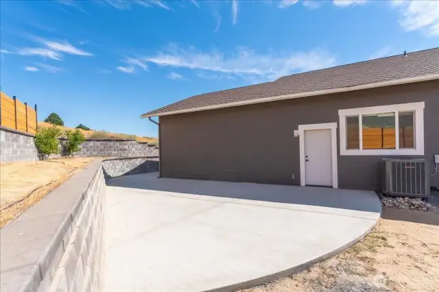 Large patio in backyard