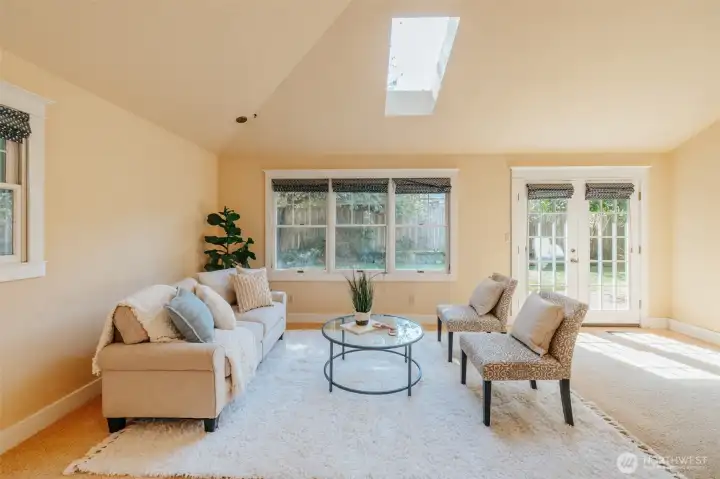 Spacious family room is just one of those comfy spaces everyone gravitates to.