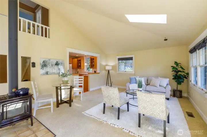 With skylights, French doors to the back deck and wood stove, it's the spot for lazy Sundays and slumber parties.