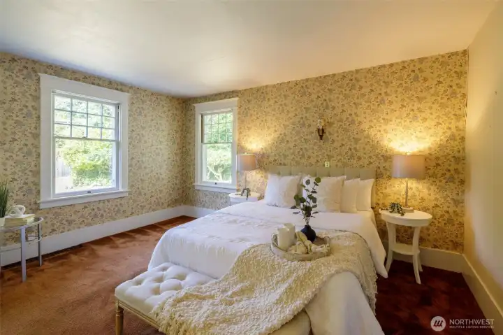 Well sized room offers space to relax and two closet spaces....