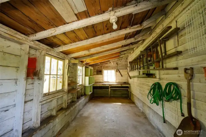 ...and besides the garage storage, this side garden shed is handy for tools as well.