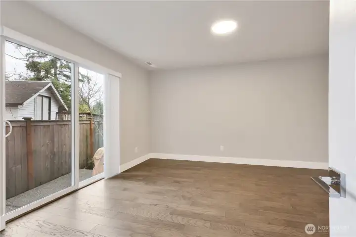 Downstairs bedroom with sliding glass door!