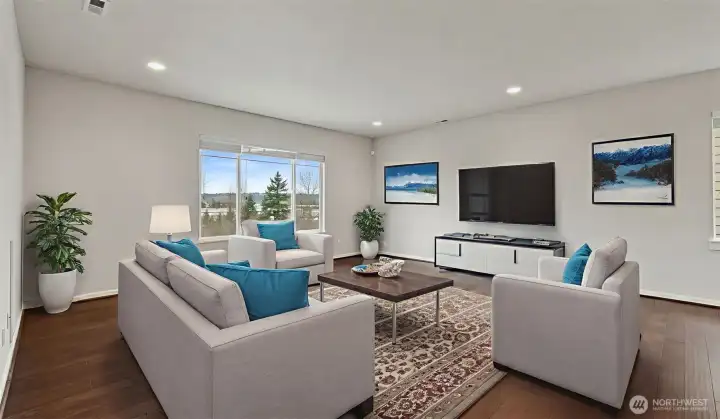 Spacious family room with view!