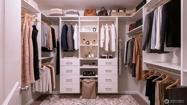 Custom built California walk-in closet.