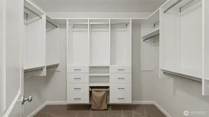 Custom-built walk in closet.
