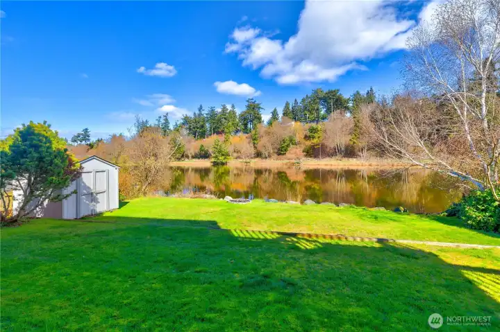 Backyard off of Studio Apartment toward pond