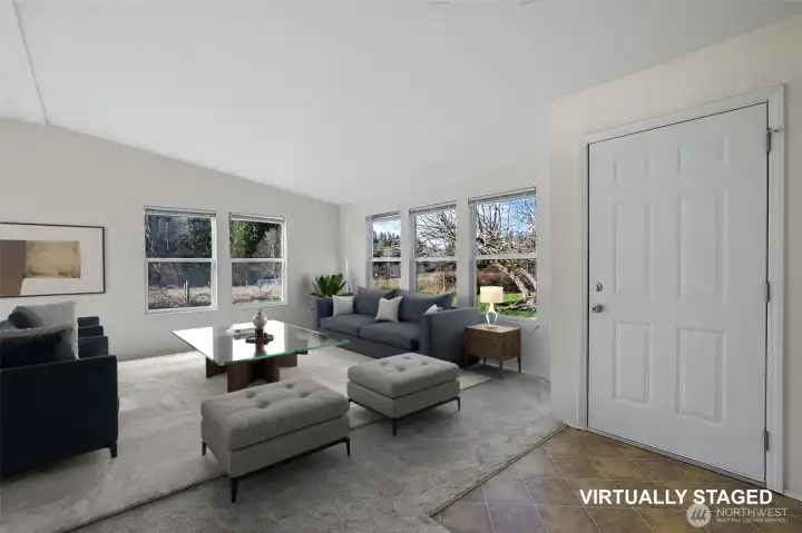 Interior of the mobile home.  All new carpet and paint!