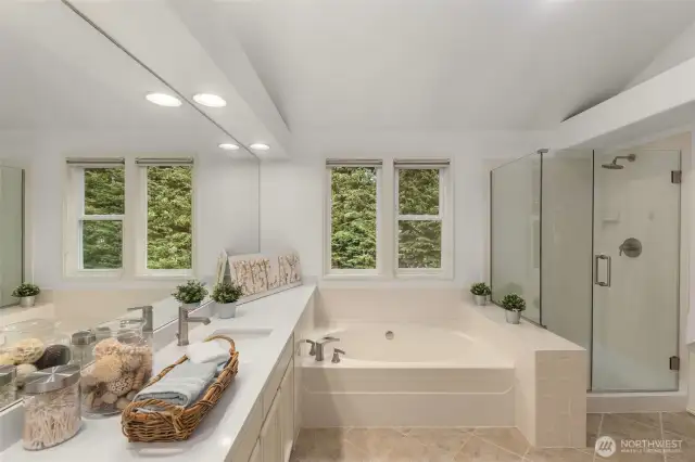 Primary Bath with Double Vanity with Quartz Countertop