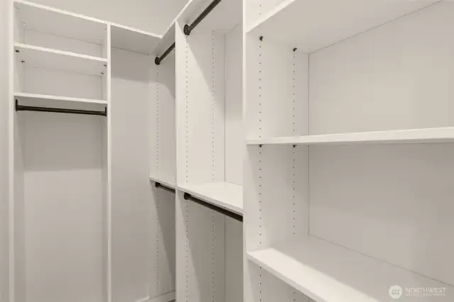 All the work's been done here - appreciate pre-installed custom shelving for all your storage needs!