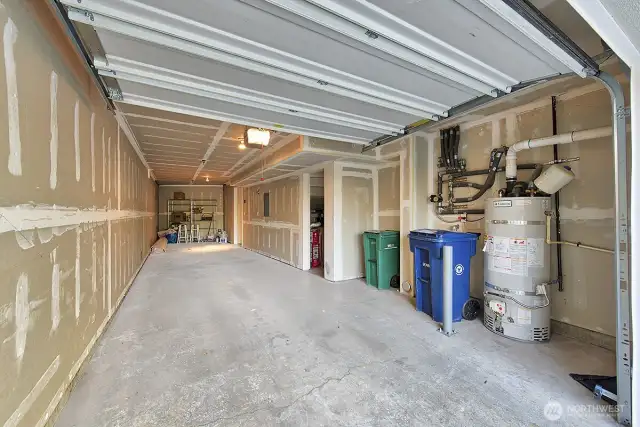2 car tandem garage with plenty of storage space.