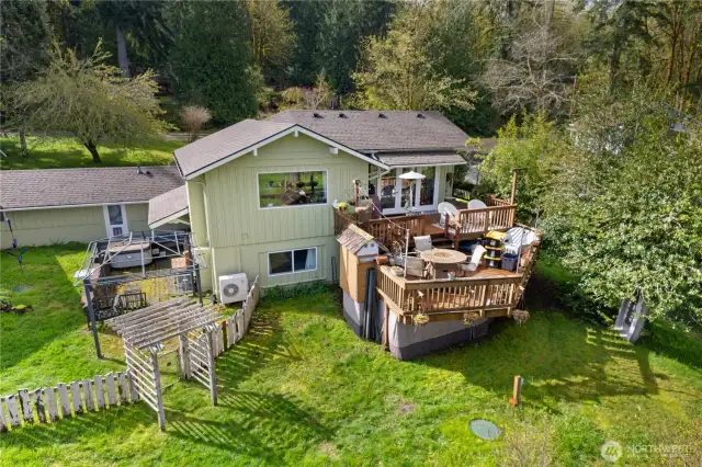 This is the main home with a two-tierd deck and great lake and territorial views.