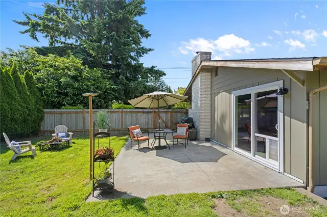 Large patio off east side of home