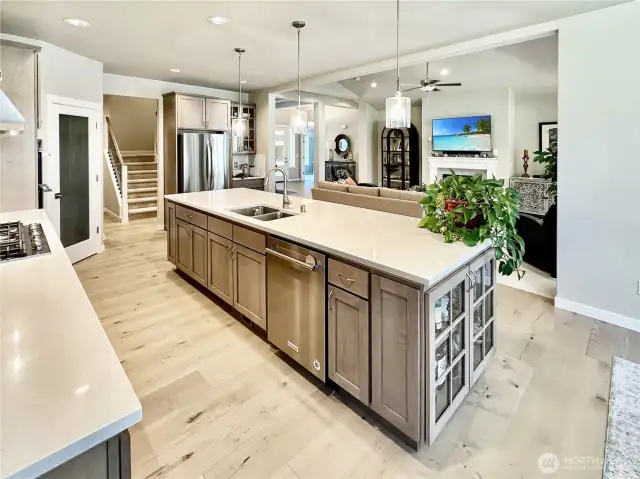 View from kitchen looking towards great room, open design is perfect for everyday living and entertaining.
