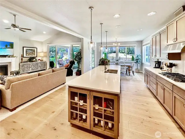 Another view of island. Slider off nook allows for additional access to covered patio.