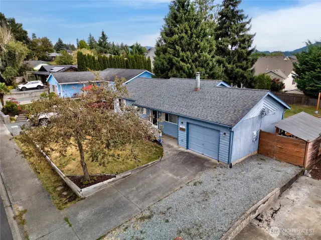 Single car garage and off street parking. Room for RV.