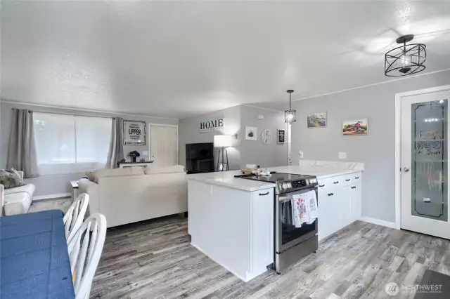 LVP flooring throughout is durable and easy to clean.