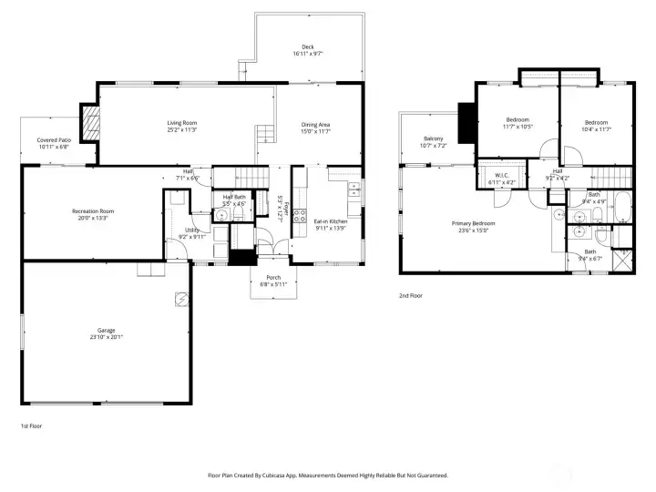 Tri-Level - Ground Floor; Garage, Rec Room, Utility Room, Half Bath, Living Room. Main Floor: Entry, Kitchen, Dining. Upper Floor: Three bedrooms, main bathroom, and bathroom off Primary Suite
