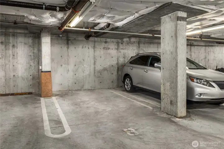 Secured garage parking space. This unit is one of only a few units with two assigned parking spaces.