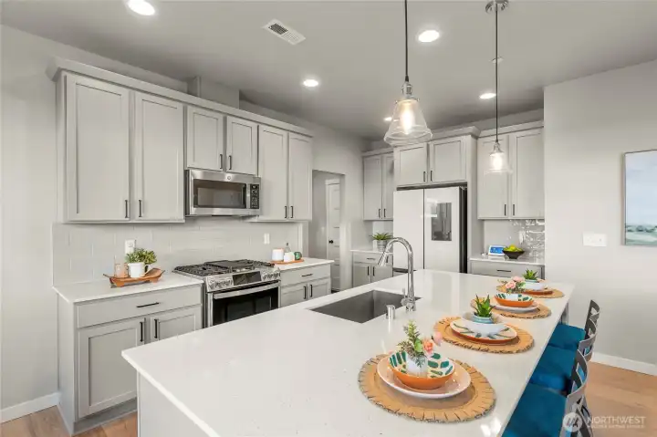 Plenty of cabinet and counter space.