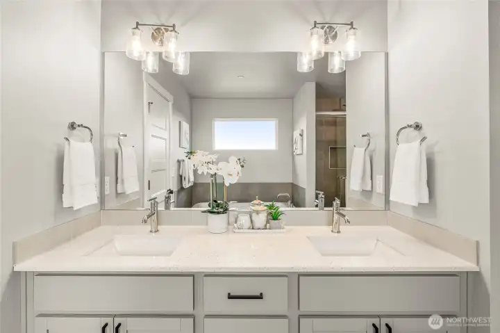 Double sinks for busy mornings.