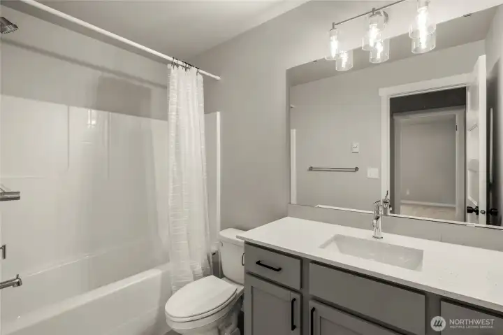 Third full bath in basement.