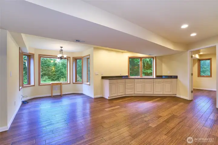 Finished adu space downstairs with bay window and separate entrance. Or enter from kitchen n