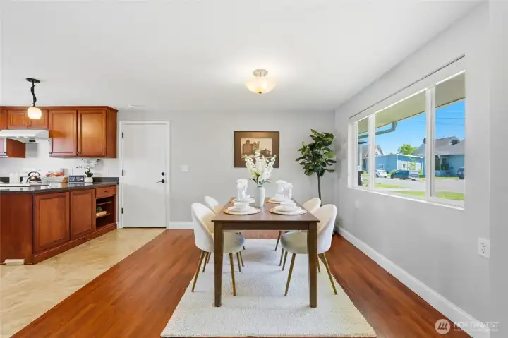 The kitchen and dining area provide a functional layout with excellent everyday livability.