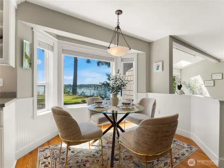 The kitchen has a breakfast nook. The kitchen has a breakfast nook.