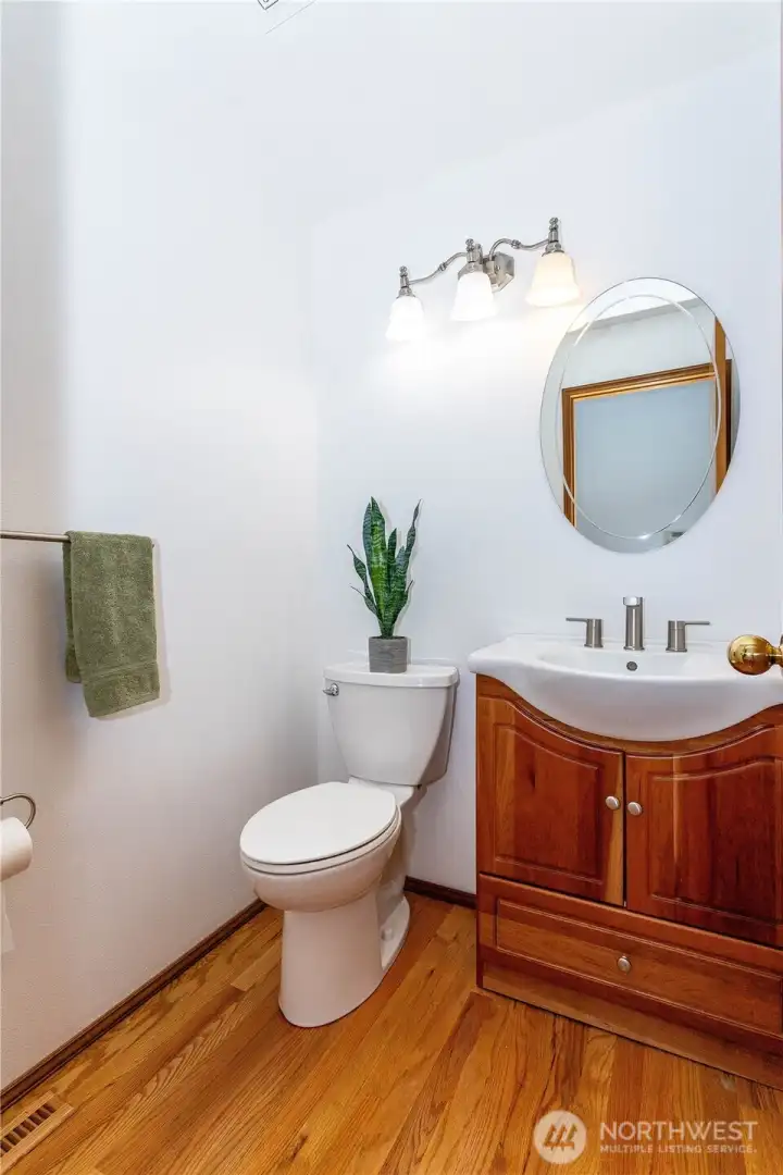 Powder room off foyer