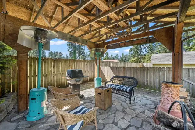 Detached flagstone patio with gazebo & firepit. Imagine spending your summer nights here!