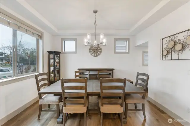 Dining room connects to butlers pantry connecting it to kitchen for easy entertaining.