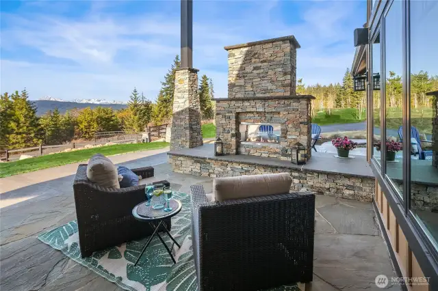 The perfect spot to gather with friends, enjoy the view and sit by the fire on the covered patio.
