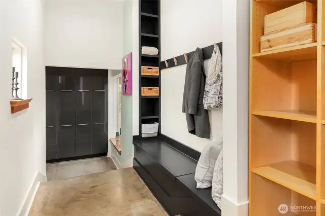 Mudroom off the garage.