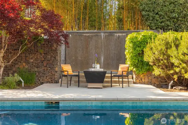 Cascading wall fountain.